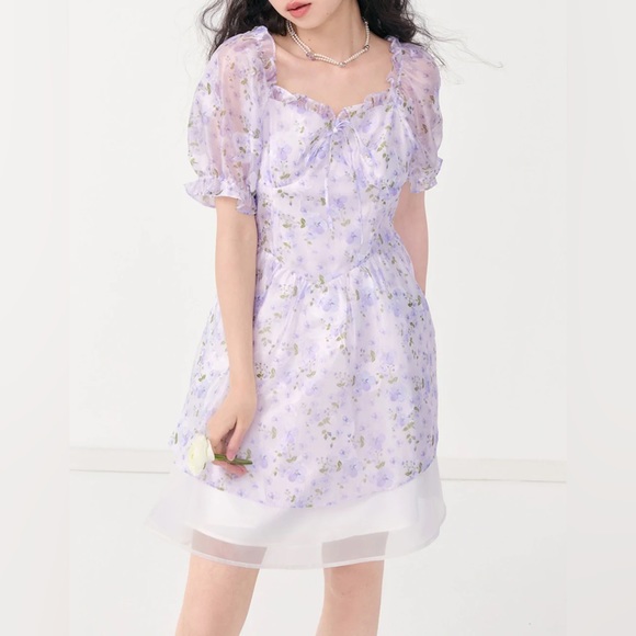 Ledin purple flower dress DISCONTINUED - Picture 3 of 8